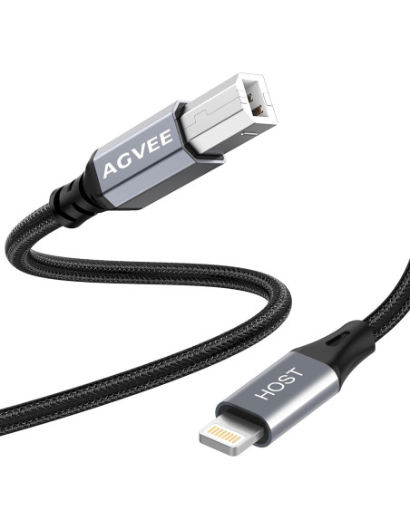 Cable MIDI USB Tipo-B AGVEE 1.5m Lightning OTG para iPhone