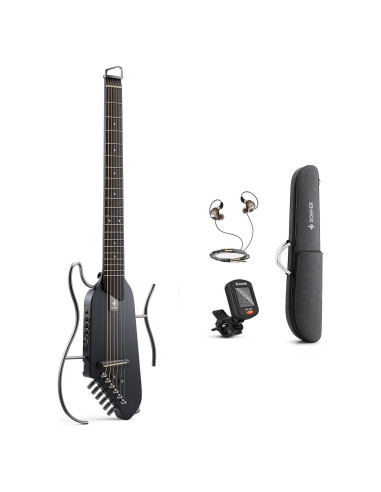 Guitarra Acústica Eléctrica Donner HUSH I Negra Portátil