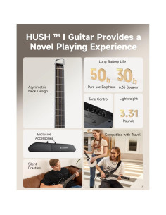 Guitarra Acústica Eléctrica Donner HUSH I Negra Portátil 2