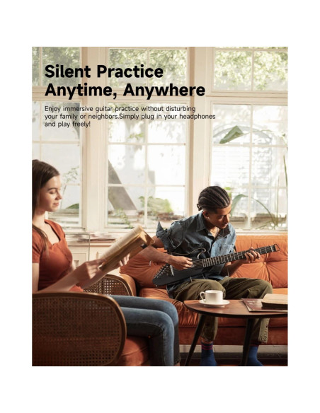 Guitarra Acústica Eléctrica Donner HUSH I Negra Portátil