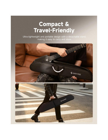 Guitarra Acústica Eléctrica Donner HUSH I Negra Portátil