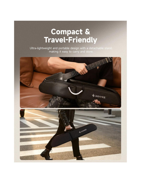 Guitarra Acústica Eléctrica Donner HUSH I Negra Portátil