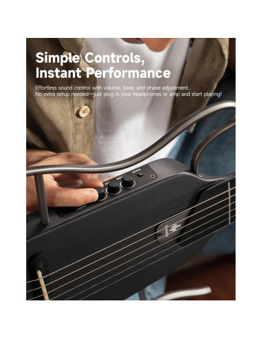 Guitarra Acústica Eléctrica Donner HUSH I Negra Portátil