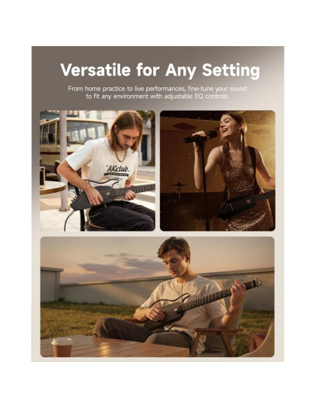 Guitarra Acústica Eléctrica Donner HUSH I Negra Portátil