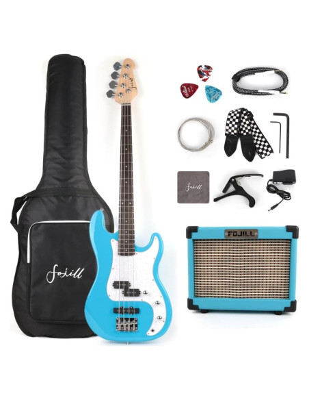 Guitarra Eléctrica Bajo Fojill 4 Cuerdas Completo Amplificador 10W