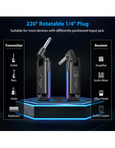 Sistema Inalámbrico de Guitarra LEKATO UHF Recargable Azul 2