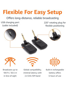 Sistema Inalámbrico Digital para Guitarra Amazon Basics 2