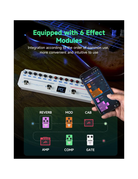 Pedal de Efectos para Bajo FLAMMA FB200 con 40 Presets