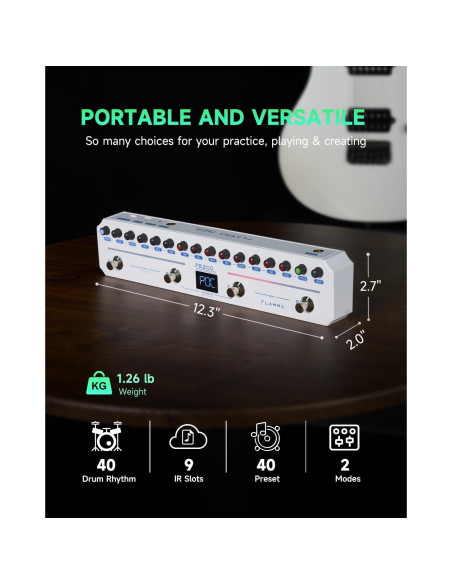 Pedal de Efectos para Bajo FLAMMA FB200 con 40 Presets