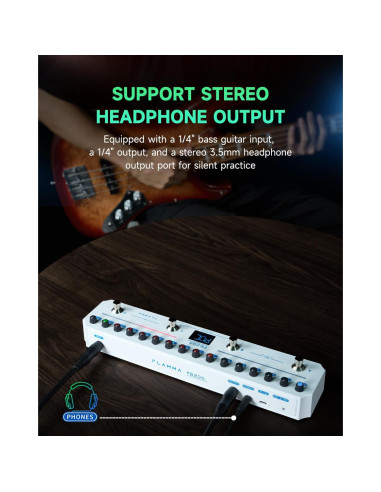Pedal de Efectos para Bajo FLAMMA FB200 con 40 Presets