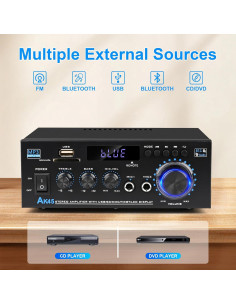 Amplificador Estéreo Bluetooth 5.0 AK45 400W 2 Canales 2