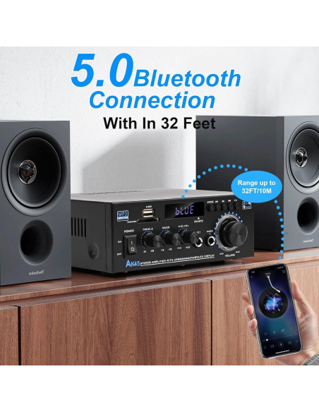 Amplificador Estéreo Bluetooth 5.0 AK45 400W 2 Canales