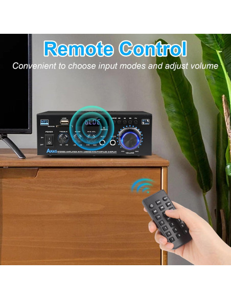 Amplificador Estéreo Bluetooth 5.0 AK45 400W 2 Canales