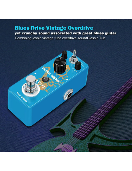 Pedal de Guitarra Overdrive AFOT Blues Driver Analógico 9V