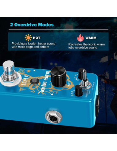 Pedal de Guitarra Overdrive AFOT Blues Driver Analógico 9V