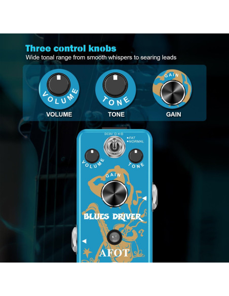 Pedal de Guitarra Overdrive AFOT Blues Driver Analógico 9V