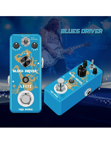 Pedal de Guitarra Overdrive AFOT Blues Driver Analógico 9V