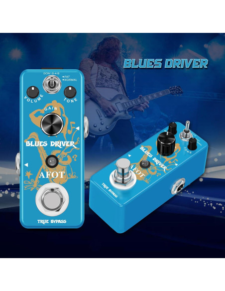 Pedal de Guitarra Overdrive AFOT Blues Driver Analógico 9V