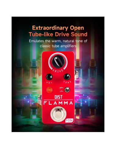 Pedal de Distorsión FLAMMA FC06 para Guitarra Eléctrica Mini