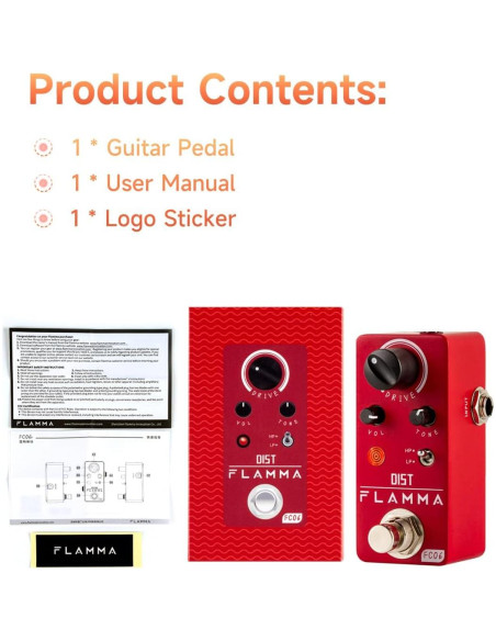 Pedal de Distorsión FLAMMA FC06 para Guitarra Eléctrica Mini