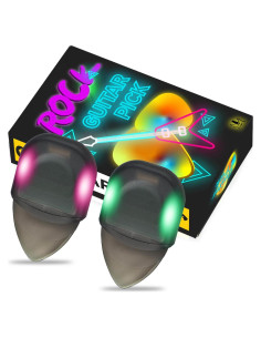 Puas de guitarra iluminadas LED medianas con estuche verde y púrpura