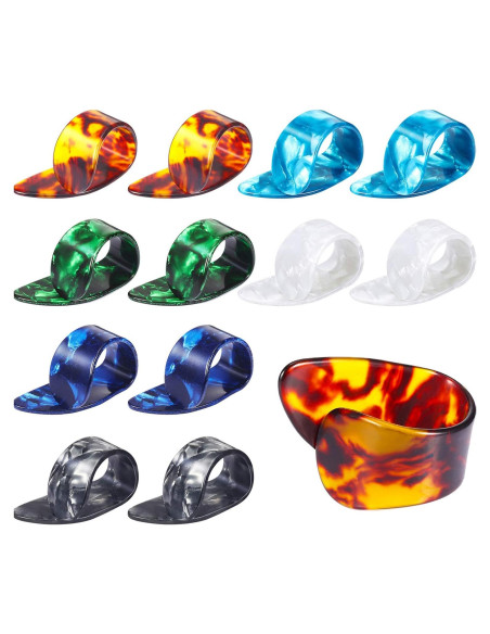 Puas de Pulgar de Guitarra Celuloide 12 Piezas con Caja