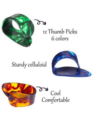 Puas de Pulgar de Guitarra Celuloide 12 Piezas con Caja