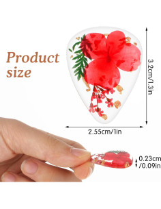 5 Púas de Guitarra Coloridas con Flores Secas - Resina 2