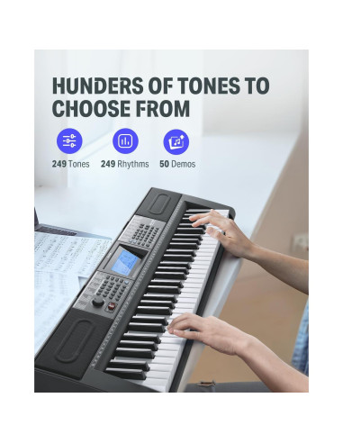 Piano Eléctrico Donner DEK-610S 61 Teclas con Kit Completo