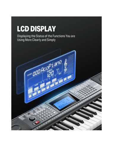 Piano Eléctrico Donner DEK-610S 61 Teclas con Kit Completo