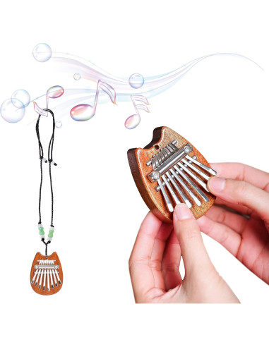 Mini Kalimba de Pulgar MIFOGE 8 Teclas Madera con Lanyard