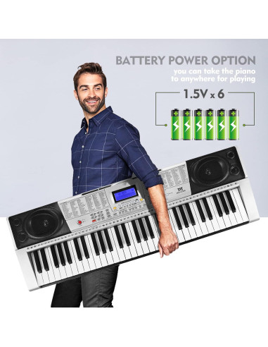 Teclado de Piano Eléctrico MUSTAR MEKS-400 61 Teclas Iluminadas