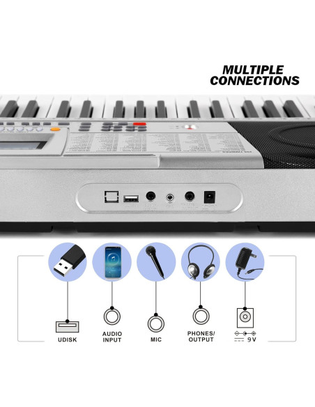 Teclado de Piano Eléctrico MUSTAR MEKS-400 61 Teclas Iluminadas
