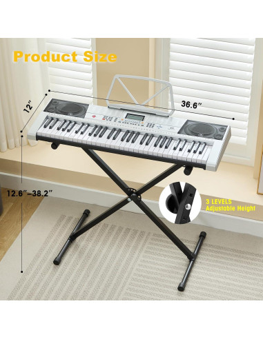 Teclado de Piano Eléctrico MUSTAR MEKS-400 61 Teclas Iluminadas