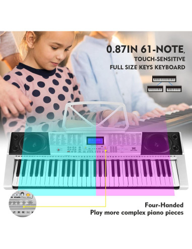 Teclado de Piano Eléctrico MUSTAR MEKS-400 61 Teclas Iluminadas