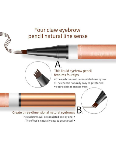 Lápiz de Cejas 4 Puntas Yulinlon Marrón Claro 12.7cm