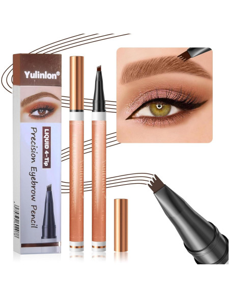 Lápiz de Cejas 4 Puntas Yulinlon Marrón Claro 12.7cm
