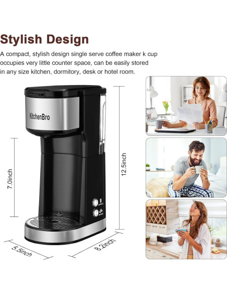 Cafetera KitchenBro CM-100 2 en 1 para K Cup y café molido Cafetera KitchenBro CM-100 2 en 1 para K Cup y café molido