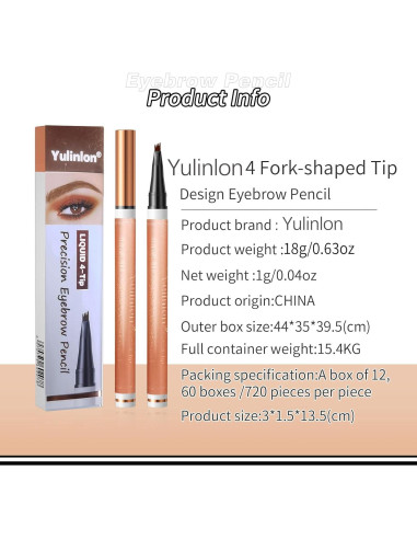 Lápiz de Cejas 4 Puntas Yulinlon Marrón Claro 12.7cm