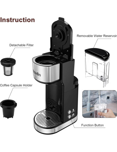 Cafetera KitchenBro CM-100 2 en 1 para K Cup y café molido