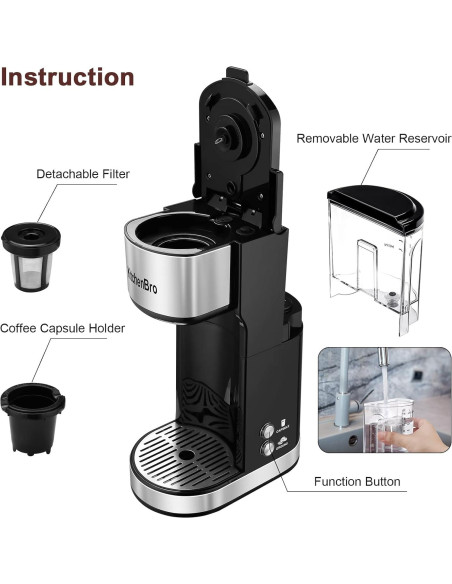 Cafetera KitchenBro CM-100 2 en 1 para K Cup y café molido Cafetera KitchenBro CM-100 2 en 1 para K Cup y café molido