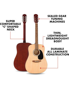 Guitarra Acústica Dreadnought Fender FA-25 Natural para Principiantes 2