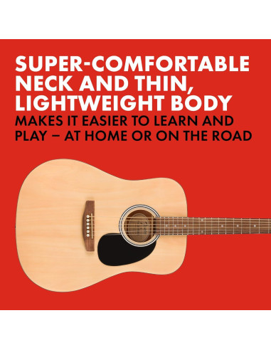 Guitarra Acústica Dreadnought Fender FA-25 Natural para Principiantes