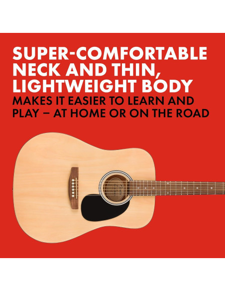 Guitarra Acústica Dreadnought Fender FA-25 Natural para Principiantes