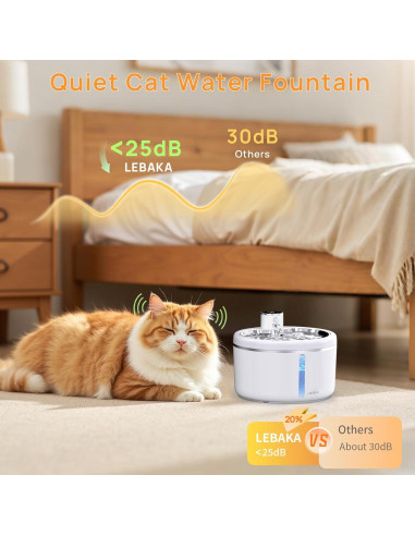 Fuente de Agua Inalámbrica LABEKA para Gatos 3L con Acero Inoxidable