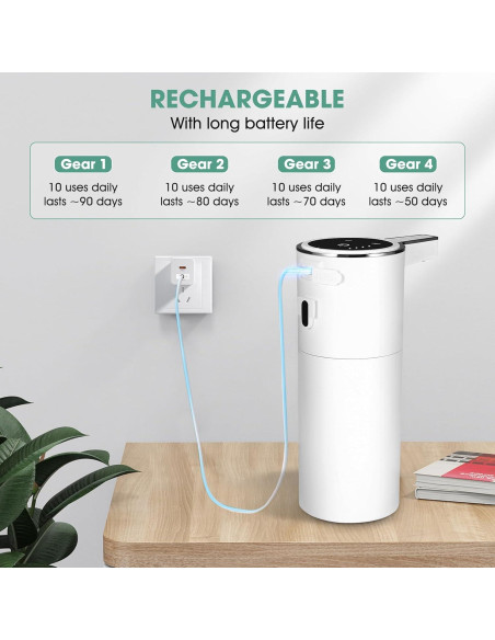 Dispensador de Jabón Espumoso Automático VZZNN 400ml Blanco 2 Paquete