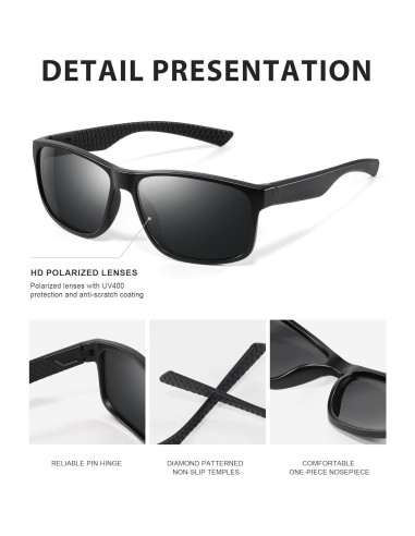 Gafas de sol polarizadas Reglaaly UV400 para hombres negras