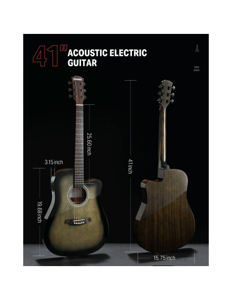 Guitarra acústica eléctrica Donner 41" con amplificador y accesorios
