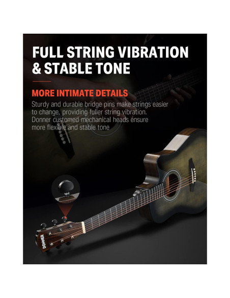 Guitarra acústica eléctrica Donner 41" con amplificador y accesorios