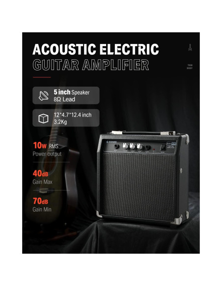 Guitarra acústica eléctrica Donner 41" con amplificador y accesorios
